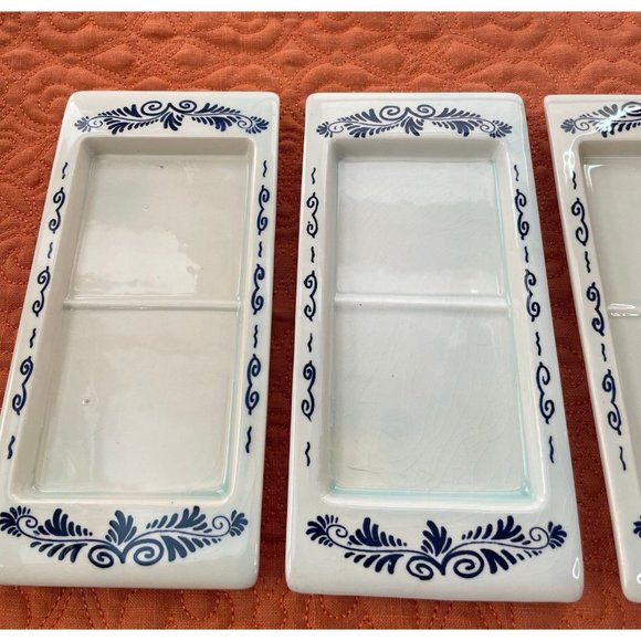 Vintage Delft Blue Ceramic Divided Trinket TRAY Plate  Sushi Plate ? - Picture 9 of 9